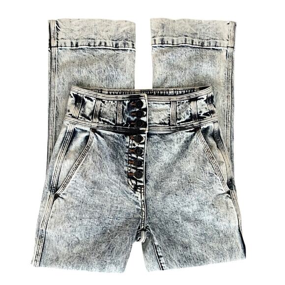 Ulla Johnson Ellis Flare Leg Jeans Acid Wash Sz 2 Cropped High Rise Button Fly - Picture 3 of 11